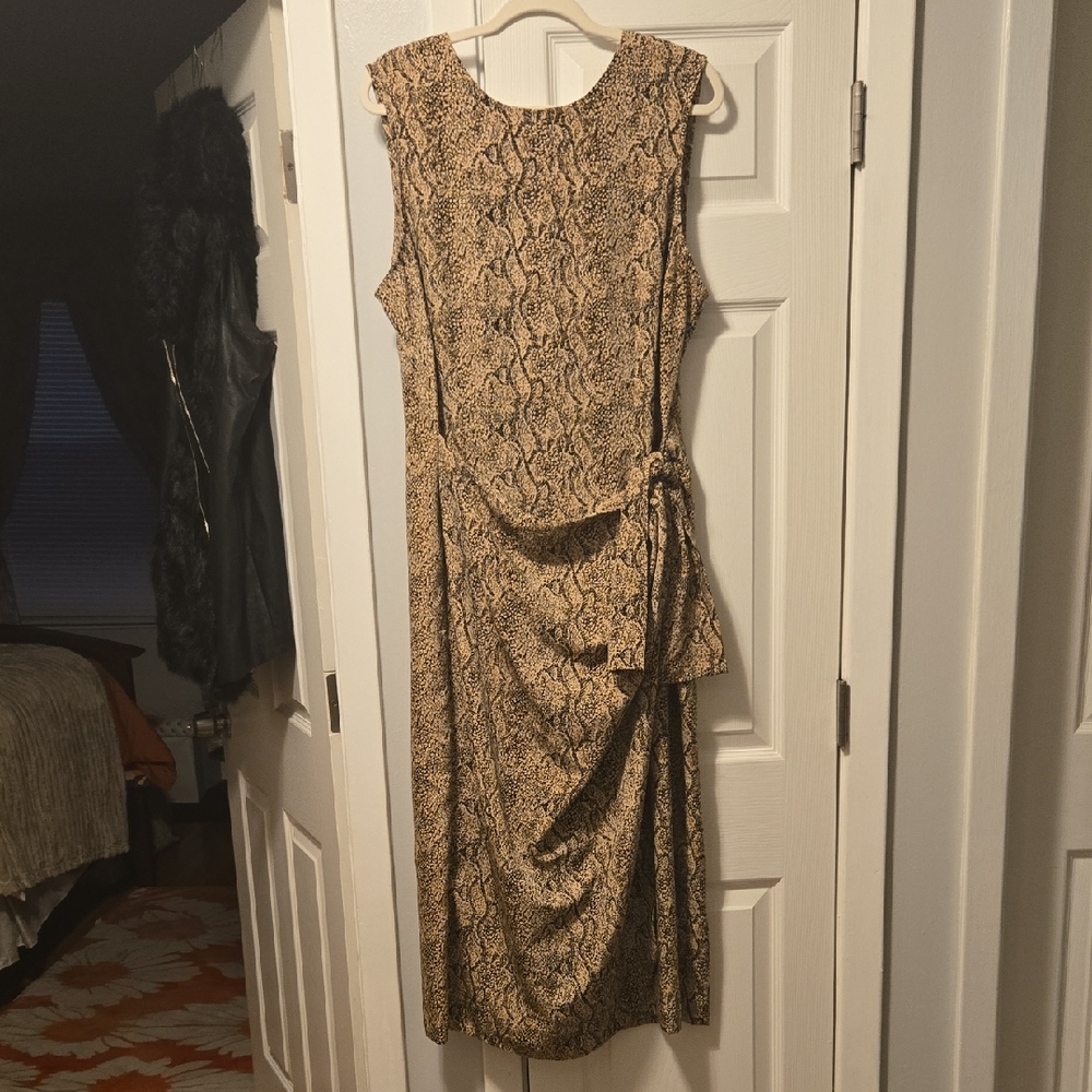Sag Harbor Beige Snake Print Midi Dress